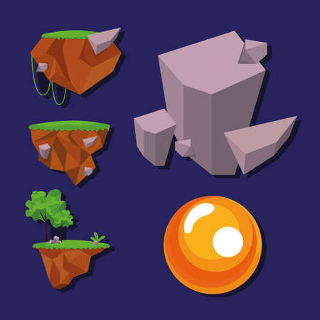 five forest videogame interface set iconsのイラスト素材