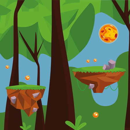 forest video game interface scenicのイラスト素材