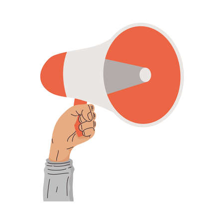 activist protester hand lifting megaphoneのイラスト素材