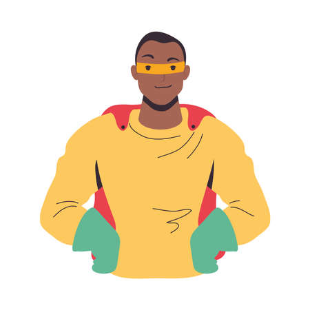 afro super dad hero standing characterのイラスト素材