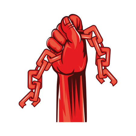revolutionary hand with chain breakのイラスト素材