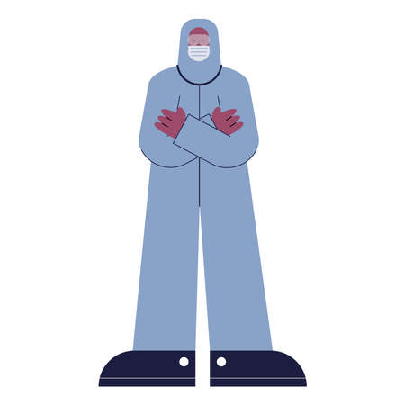 doctor wearing biosafety suit professional characterのイラスト素材