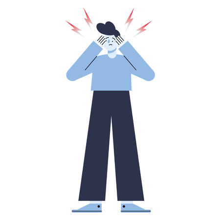 man with headache for panic attackのイラスト素材