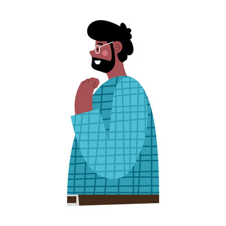 young afro bearded man characterのイラスト素材