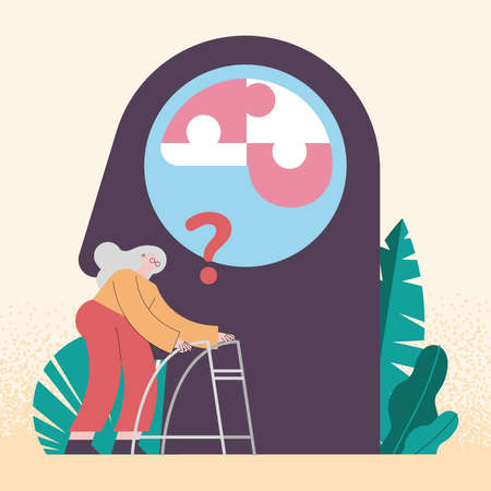 grandmom in walker with profileのイラスト素材