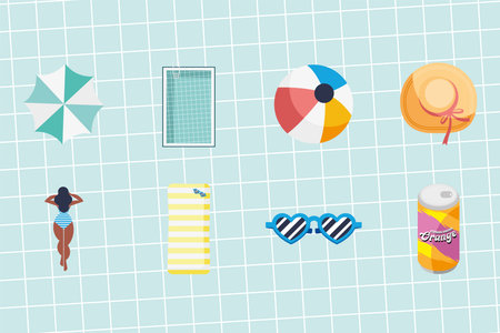 eight summer vacations set icons