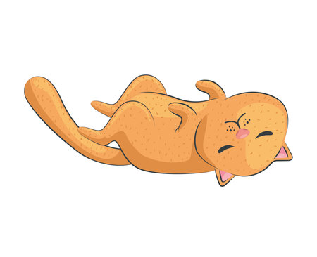 cute sleeping cat comic characterのイラスト素材
