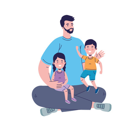 father with kids family charactersのイラスト素材
