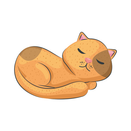 cute cat sleeping comic characterのイラスト素材