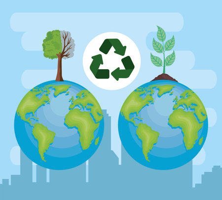 planets and recycle global warmingのイラスト素材