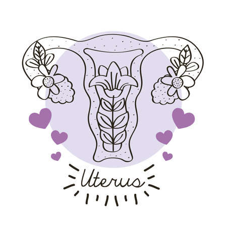 uterus and purple hearts drawnのイラスト素材