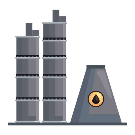 refinery oil plant chimney iconのイラスト素材