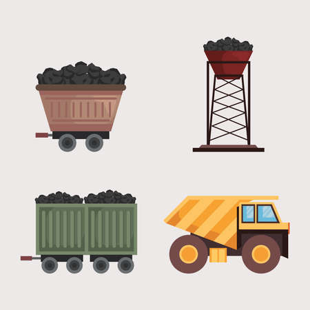 four mine industry set iconsのイラスト素材