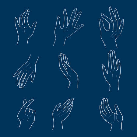 nine hands expressions signs iconsのイラスト素材