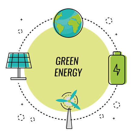 green energy four icons aroundのイラスト素材