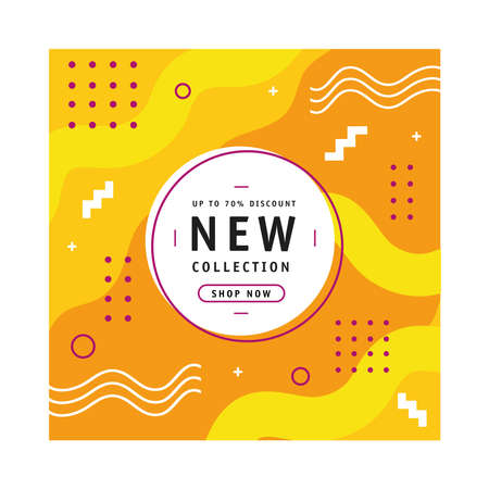 memphis offer banner orangeのイラスト素材