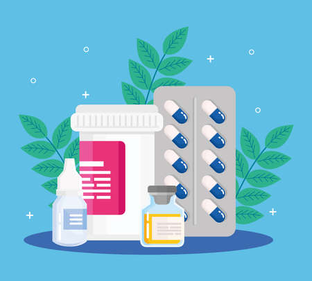 drugs and leavesのイラスト素材