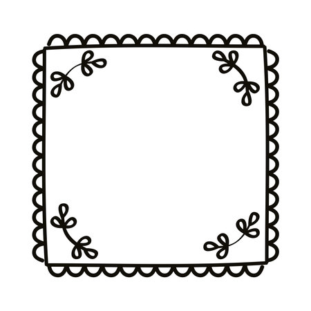 square hand draw leaf frameのイラスト素材