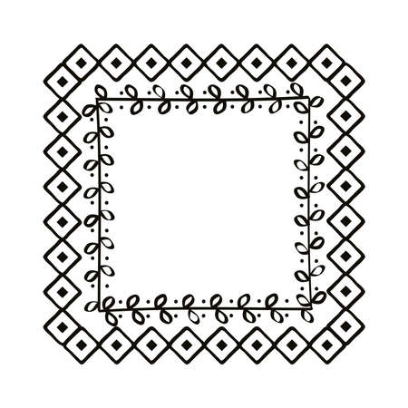 square hand draw geometric frameのイラスト素材
