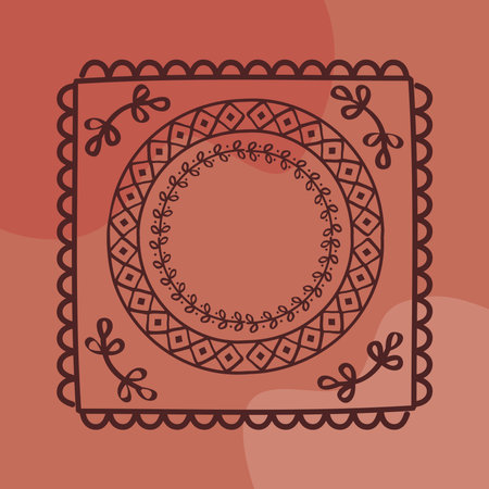 elegant leaf hand draw frameのイラスト素材