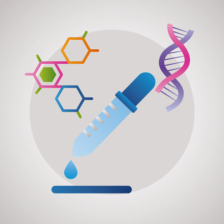 dropper and dna genetic iconsのイラスト素材
