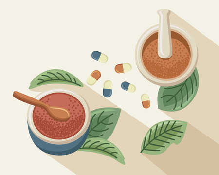 drugs and leaf alternative medicineのイラスト素材
