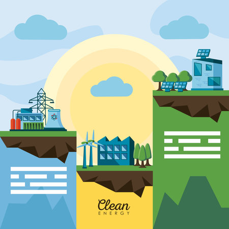 clean energy alternatives set scenesのイラスト素材