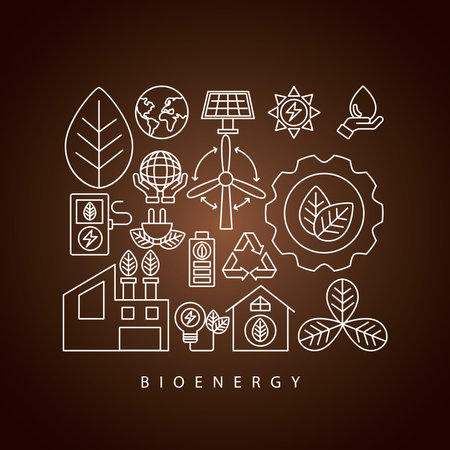 bioenergy ecology set iconsのイラスト素材