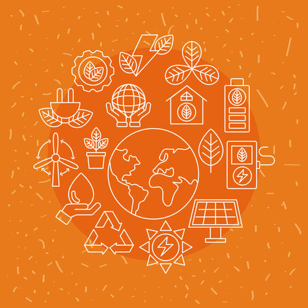 bioenergy ecology set iconsのイラスト素材