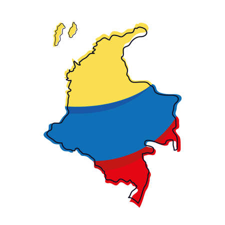 colombian flag in mapのイラスト素材