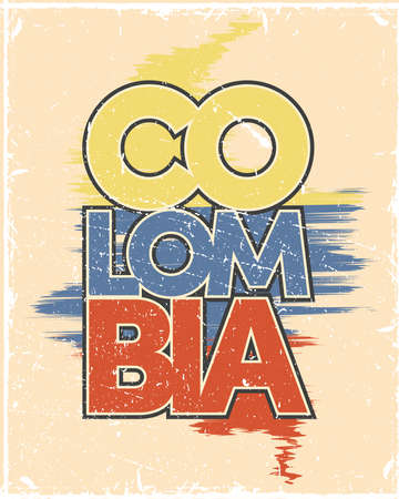 colombia map with flag paintedのイラスト素材