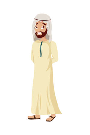 muslim man standing comic characterのイラスト素材