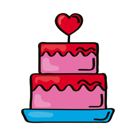 sweet cake with heart loveのイラスト素材