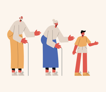 family three members group charactersのイラスト素材