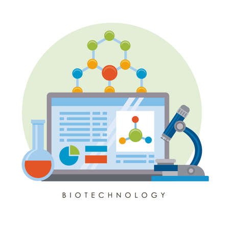 bio technology in laptop portableのイラスト素材