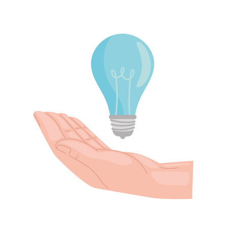 Light bulb over handのイラスト素材