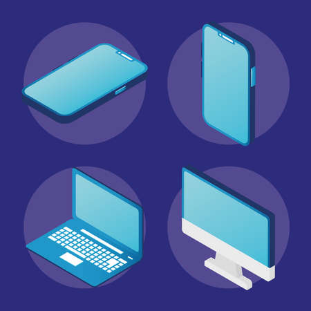 four electronic devices set iconsのイラスト素材