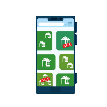 Real estate website in smartphoneのイラスト素材