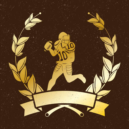 american football laurel wreath golden emblemのイラスト素材