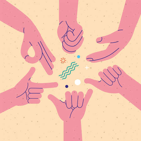 human hands set six gesturesのイラスト素材