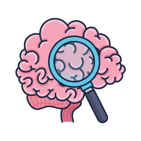 brain and loupeのイラスト素材