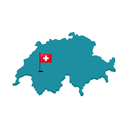 switzerland map with flagのイラスト素材