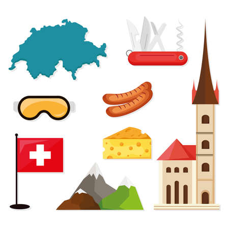 set of icons of switzerlandのイラスト素材