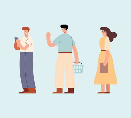 group people standing avatars charactersのイラスト素材