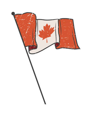 canada flag waving in poleのイラスト素材