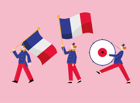 three french marching band charactersのイラスト素材