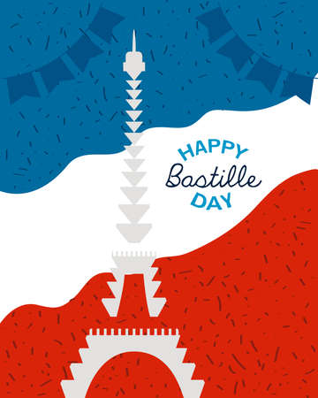 france Bastille day with eiffel towerのイラスト素材