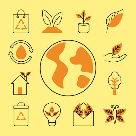 thirteen organic and nature iconsのイラスト素材