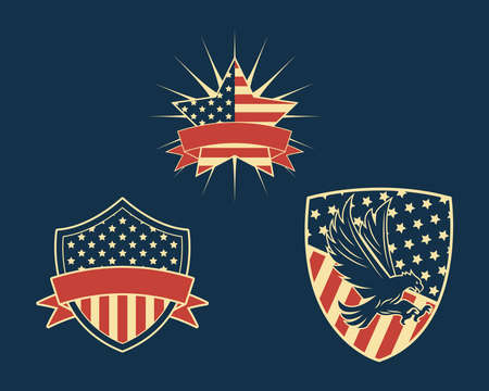 Usa independence set badgesのイラスト素材