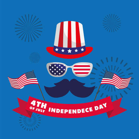 usa independence with tophat and mustacheのイラスト素材
